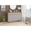 Ver imagem 2 de Aparador Buffet Retrô Quartzo 3 Portas e Prateleira Ajustável Móveis Bechara Cinamomo/off White