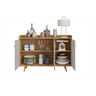 Aparador Buffet Retrô Quartzo 3 Portas e Prateleira Ajustável Móveis Bechara Cinamomo/off White - 5