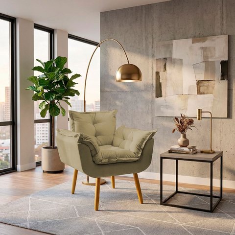 Poltrona Decorativa Reforçada para Sala Alice para Recepção Manicure Escritório Suede