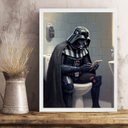 Ver imagem 2 de Quadro Banheiro Darth no Vaso Sanitário 24x18cm:moldura Branca