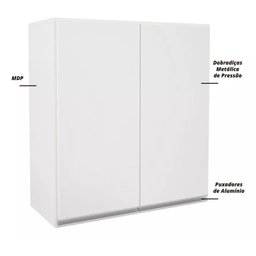 Armário de Cozinha e Lavanderia com 2 Portas Duplo Aéreo Módulo Suspenso Top Class Batrol Branco - 4