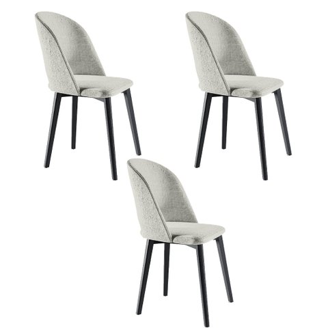 Kit 3 Cadeiras Decorativas Sala de Jantar Madeira Maciça Hadassa Linho Bege/Ébano - Gran Belo