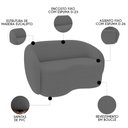 Ver imagem 4 de Sofá 2 Lugares Living 160cm e 1 Poltrona Giratória Garbin K04 Bouclê Cinza - Mpozenato