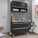 Ver imagem 2 de Armário de Cozinha com Nichos Cp01 com Pia 100cm M24 Preto - Mpozenato
