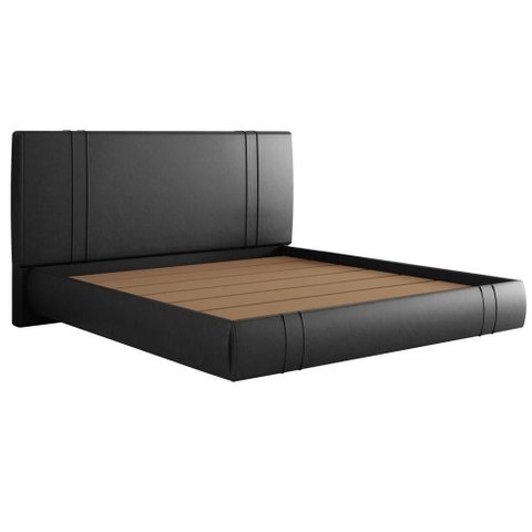 Cama King Flutuante com Cabeceira 195cm Astra S04 Couríssimo Preto - Lyam Decor