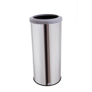 Lixeira Grande Inox Aro Esmaltado 50 Litros Cesto De Lixo - Cinza