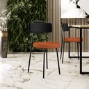 Ver imagem 2 de Kit 04 Cadeiras Estofada Para Sala De Jantar Barcelona L02 Couríssimo Preto Tecido Terracota - Lyam