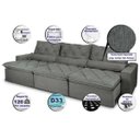 Ver imagem 3 de Sofá Lisboa 3,52M Retrátil e Reclinável com Molas No Assento e Almofadas Lombar Tecido Suede