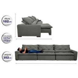 Sofá Lisboa 3,52M Retrátil e Reclinável com Molas No Assento e Almofadas Lombar Tecido Suede - 2 Sofá Lisboa 3,52M Retrátil e Reclinável com Molas No Assento e Almofadas Lombar Tecido Suede - 2