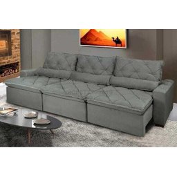 Sofá Lisboa 3,52M Retrátil e Reclinável com Molas No Assento e Almofadas Lombar Tecido Suede - 1 Sofá Lisboa 3,52M Retrátil e Reclinável com Molas No Assento e Almofadas Lombar Tecido Suede - 1