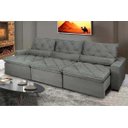 Ver imagem 1 de Sofá Lisboa 3,52M Retrátil e Reclinável com Molas No Assento e Almofadas Lombar Tecido Suede