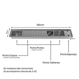 Calha Gourmet Escorredor Inox Tamanho 120 Cm Ecosul - 4