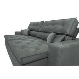 Sofá Austin 3,02M Retrátil e Reclinável com Molas No Assento e Almofadas, Tecido Suede - 4