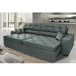 Sofá Austin 3,02M Retrátil e Reclinável com Molas No Assento e Almofadas, Tecido Suede - 1