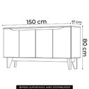 Ver imagem 4 de Buffet Aparador 150cm 4 Portas Pés Retrô Delar Nature/off H02 - Mpozenato