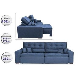 Sofá Austin 2,82M Retrátil e Reclinável com Molas No Assento e Almofadas, Tecido Suede - 2