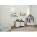 Ver imagem 1 de Kit Quarto Infantil Candy 4 peças com Mesa 2Baú Organizadora + Estante Casinha de Boneca + Prateleir