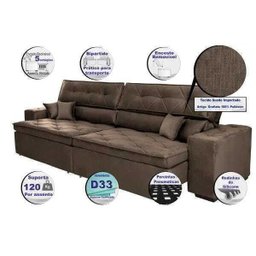 Sofá Austin 2,82M Retrátil e Reclinável com Molas No Assento e Almofadas, Tecido Suede - 3