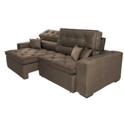 Sofá Austin 2,82M Retrátil e Reclinável com Molas No Assento e Almofadas, Tecido Suede - 6