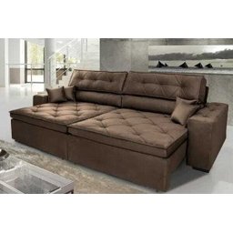 Sofá Austin 2,82M Retrátil e Reclinável com Molas No Assento e Almofadas, Tecido Suede - 1