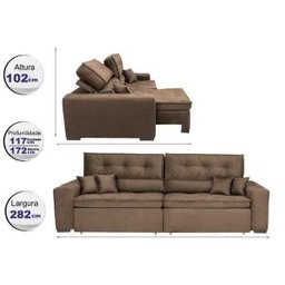 Sofá Austin 2,82M Retrátil e Reclinável com Molas No Assento e Almofadas, Tecido Suede - 2