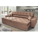 Ver imagem 1 de Sofá Austin 2,82M Retrátil e Reclinável com Molas No Assento e Almofadas, Tecido Suede