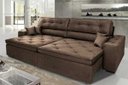 Ver imagem 1 de Sofá Austin 2,22M Retrátil e Reclinável com Molas No Assento e Almofadas, Tecido Suede