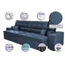 Ver imagem 3 de Sofá Austin 3,02M Retrátil e Reclinável com Molas No Assento e Almofadas, Tecido Suede