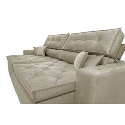 Sofá Austin 2,82M Retrátil e Reclinável com Molas No Assento e Almofadas, Tecido Suede - 4