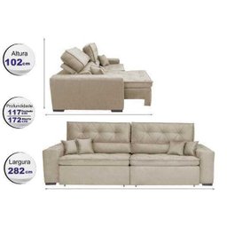 Sofá Austin 2,82M Retrátil e Reclinável com Molas No Assento e Almofadas, Tecido Suede - 2
