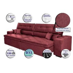 Sofá Austin 2,82M Retrátil e Reclinável com Molas No Assento e Almofadas, Tecido Suede - 3