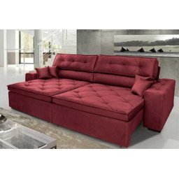Sofá Austin 2,82M Retrátil e Reclinável com Molas No Assento e Almofadas, Tecido Suede - 1