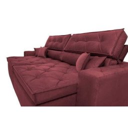 Sofá Austin 2,82M Retrátil e Reclinável com Molas No Assento e Almofadas, Tecido Suede - 4
