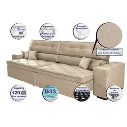 Sofá Austin 3,02M Retrátil e Reclinável com Molas No Assento e Almofadas, Tecido Suede - 3