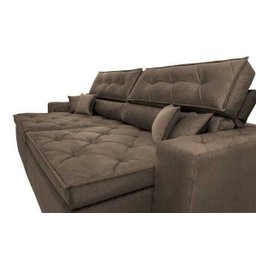 Sofá Austin 3,02M Retrátil e Reclinável com Molas No Assento e Almofadas, Tecido Suede - 4