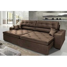 Sofá Austin 3,02M Retrátil e Reclinável com Molas No Assento e Almofadas, Tecido Suede - 1