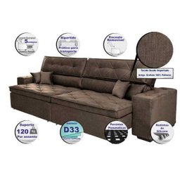 Sofá Austin 3,02M Retrátil e Reclinável com Molas No Assento e Almofadas, Tecido Suede - 3