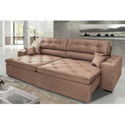 Sofá Austin 3,02M Retrátil e Reclinável com Molas No Assento e Almofadas, Tecido Suede - 1