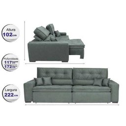 Sofá Austin 2,22M Retrátil e Reclinável com Molas No Assento e Almofadas, Tecido Suede - 2
