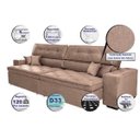 Ver imagem 3 de Sofá Austin 2,42M Retrátil e Reclinável com Molas No Assento e Almofadas, Tecido Suede