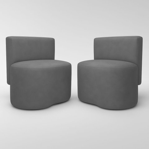 Kit 2 Puff Feijão Curvo Orgânico Redondo com Encosto Sala Quarto Resistente Confortável Suede