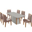 Ver imagem 2 de Mesa de Jantar Diane 180cm Tampo Mdf Vidro com 6 Cadeiras Eloise Moderna Mobília
