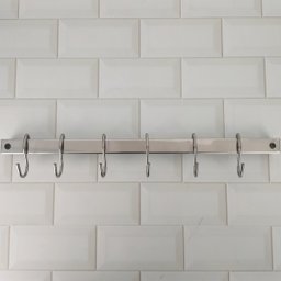 Barra de Aço Inox 40cm com 6 Ganchos para Cozinha Organizador de Parede Haus Domama - 2