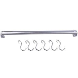 Barra de Aço Inox 40cm com 6 Ganchos para Cozinha Organizador de Parede Haus Domama - 1