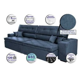 Sofá Austin 2,02M Retrátil e Reclinável com Molas No Assento e Almofadas, Tecido Suede - 3 Sofá Austin 2,02M Retrátil e Reclinável com Molas No Assento e Almofadas, Tecido Suede - 3