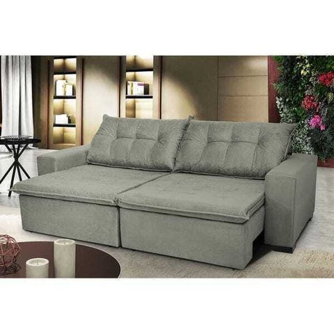 Sofá Austrália 2.32M Retrátil e Reclinável com Molas e Pillow No Assento Tecido Suede