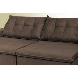 Sofá Austrália 2.12M Retrátil e Reclinável com Molas e Pillow No Assento Tecido Suede - 4