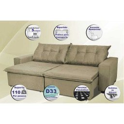 Sofá Austrália 2.92M Retrátil e Reclinável com Molas e Pillow No Assento Tecido Suede - 3 Sofá Austrália 2.92M Retrátil e Reclinável com Molas e Pillow No Assento Tecido Suede - 3