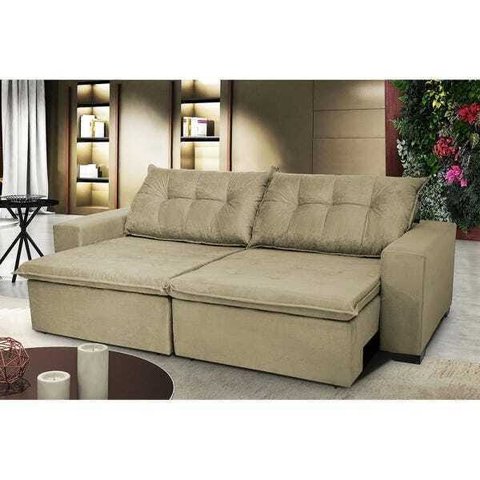 Sofá Austrália 2.92M Retrátil e Reclinável com Molas e Pillow No Assento Tecido Suede