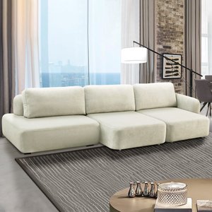 Sofá Decorativo Santiago 5 Lugares 342cm Sala de Estar Retrátil Modulado Bouclê Branco G89 - Gran Be